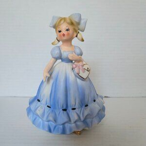 1950s Napco/Lefton Cute Girl Dress & Bow Ceramic Figurine/Planter Vintage- Japan